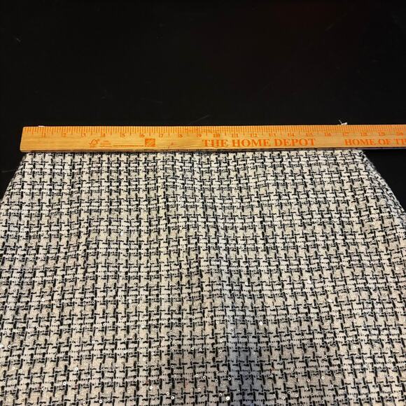 LOFT Metallic Sequin Tweed Shift Mini Skirt White Black Size 12 - Picture 4 of 8
